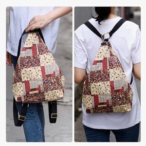 Black Butterfly Patchwork Boho Backpack/Sling Travel Anti-Theft Pocket